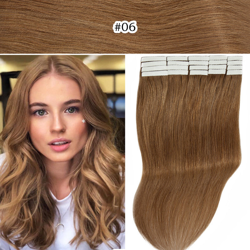 Invisible Tape-In Human Hair Extensions Full Head 24 Inches - Thick Remy Hair