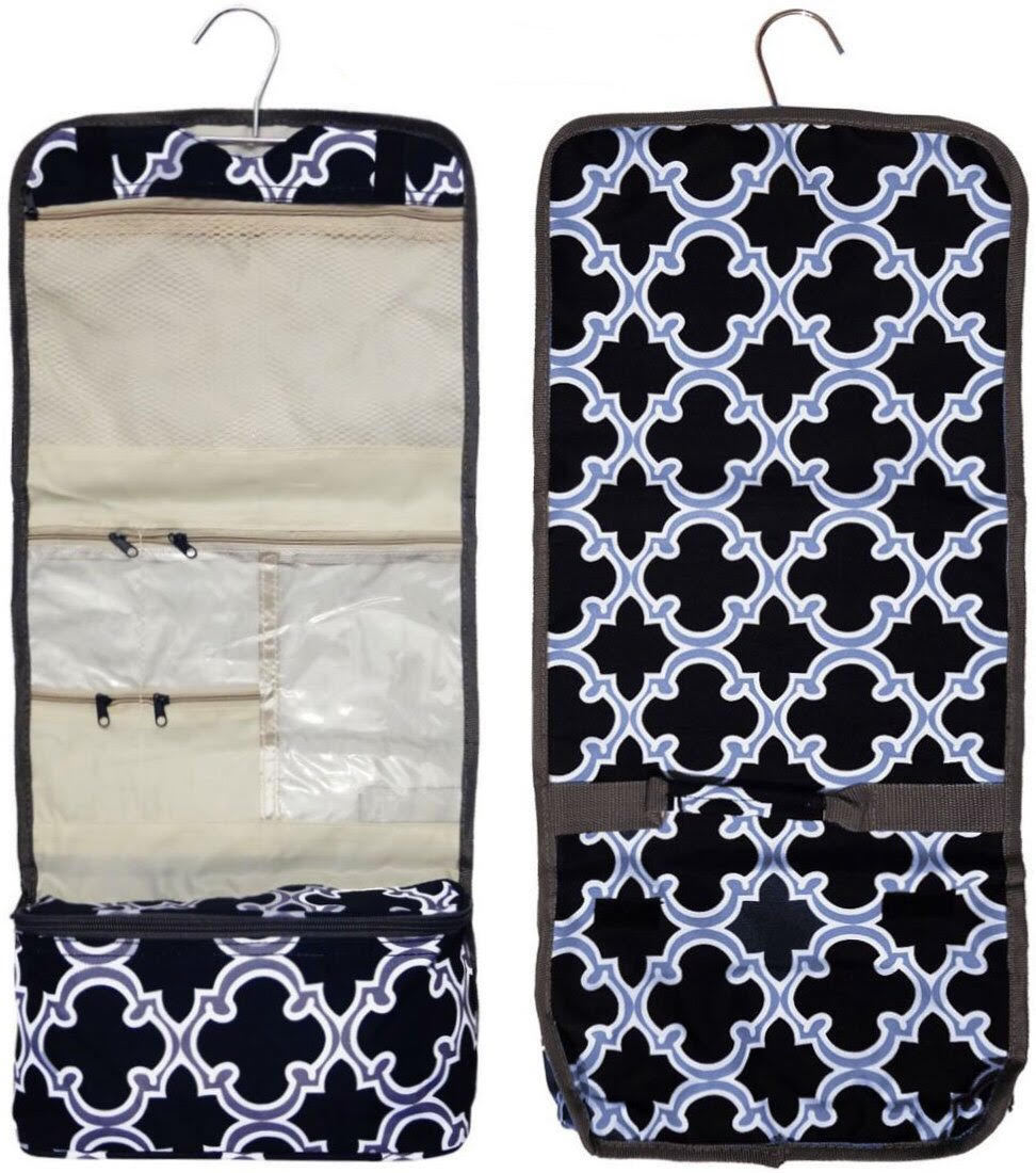 Travel Cosmetic Bag Organizer Pouch with Hanging Hook & Multiple Pockets