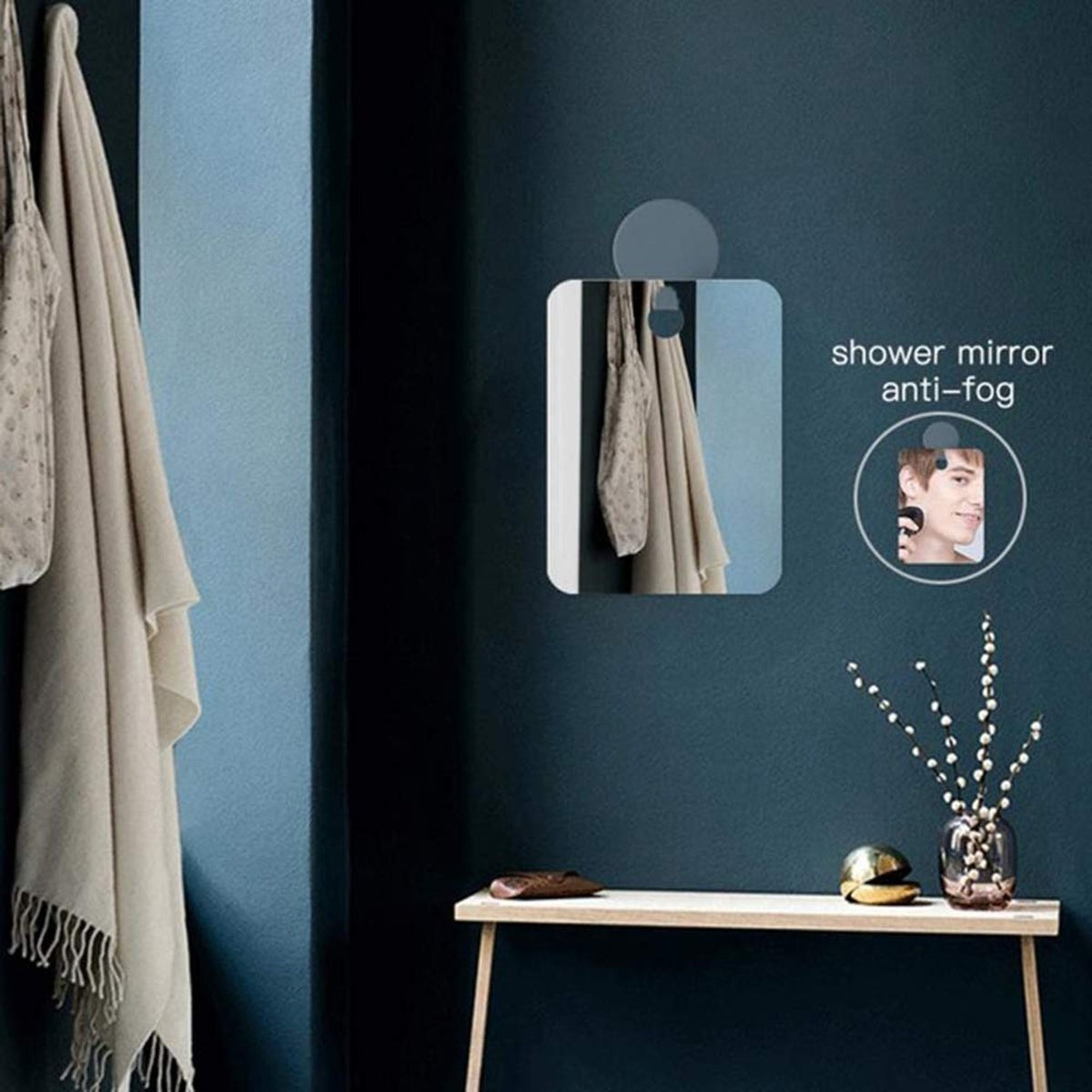 Fogless Shower Mirror for Shaving - Anti-Fog Wall Mount Bathroom Mirror