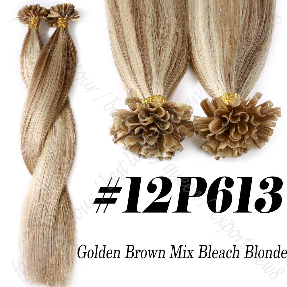 Pre Bonded Keratin Hair Extensions 100% Remy Human Hair Platinum Blonde & Natural Shades