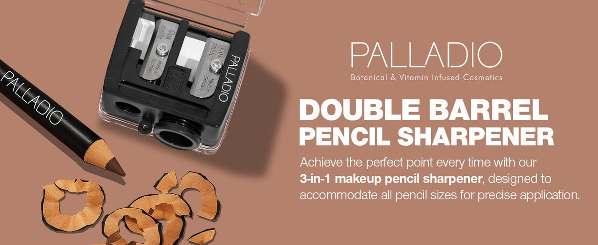 Double Barrel 3-in-1 Cosmetic Pencil Sharpener with Cover - Stainless Steel