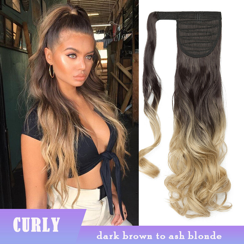 Clip-In Ponytail Hair Extensions Thick Wavy Natural Look 24-32 Inch