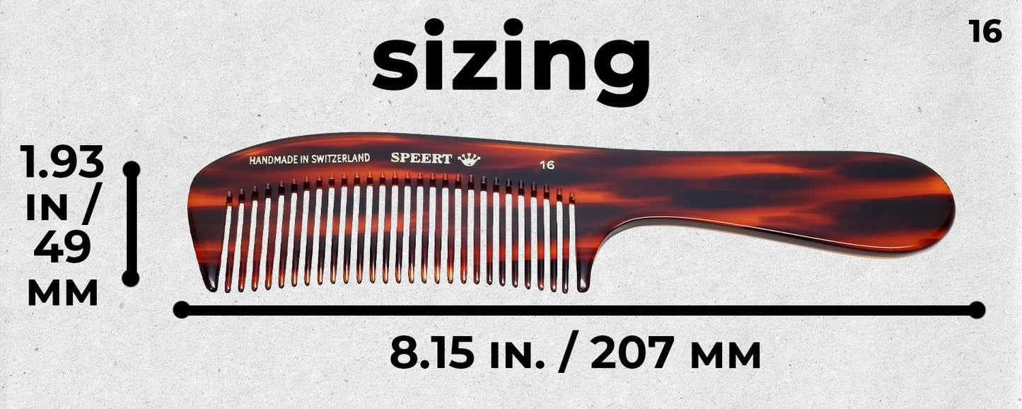 Handmade Swiss Tortoise Shell Comb 8-Inch Wide Tooth Hair Comb