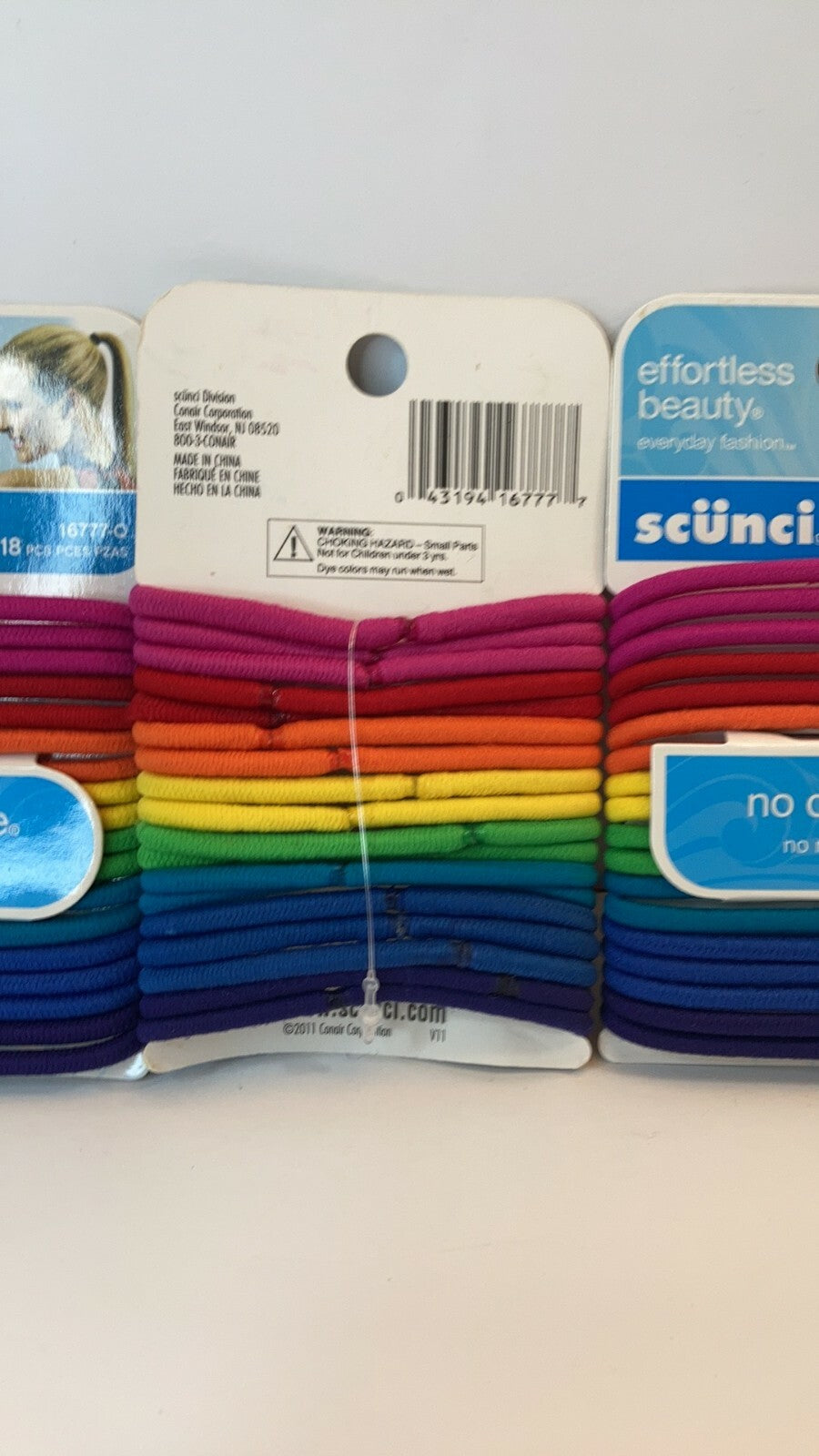 Scunci Hair Ties Ponytail Elastics No Metal Rainbow Pink Red Orange