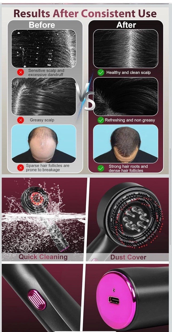 Laser Therapy Hair Growth Comb Oil Applicator Electric Scalp Massager