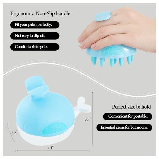 Whale-Shaped Scalp Massage Brush Silicone Shampoo Brush for Hair Growth