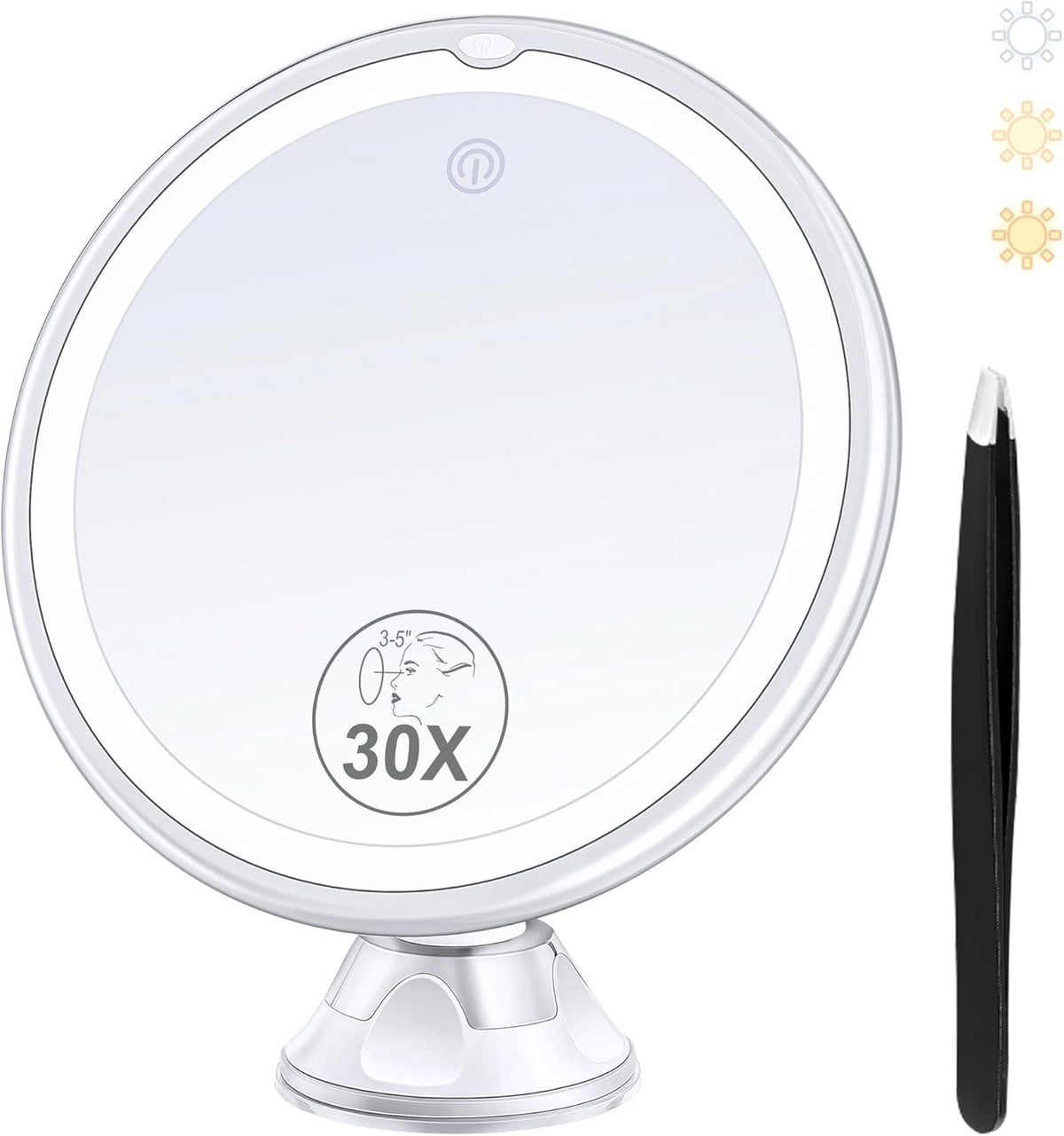 30X Magnifying Makeup Mirror with Light and Adjustable Brightness
