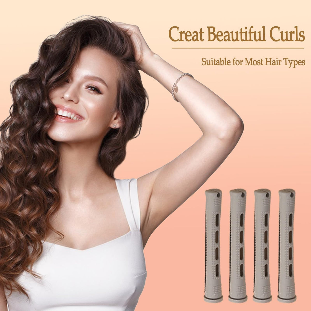 60 Pieces Hair Perm Rods Curlers Set with Comb - Plastic Cold Wave Rollers