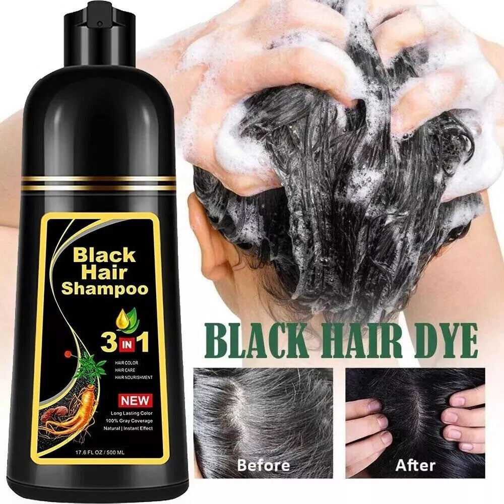 Black Hair Dye Shampoo 3-in-1 for Gray Coverage