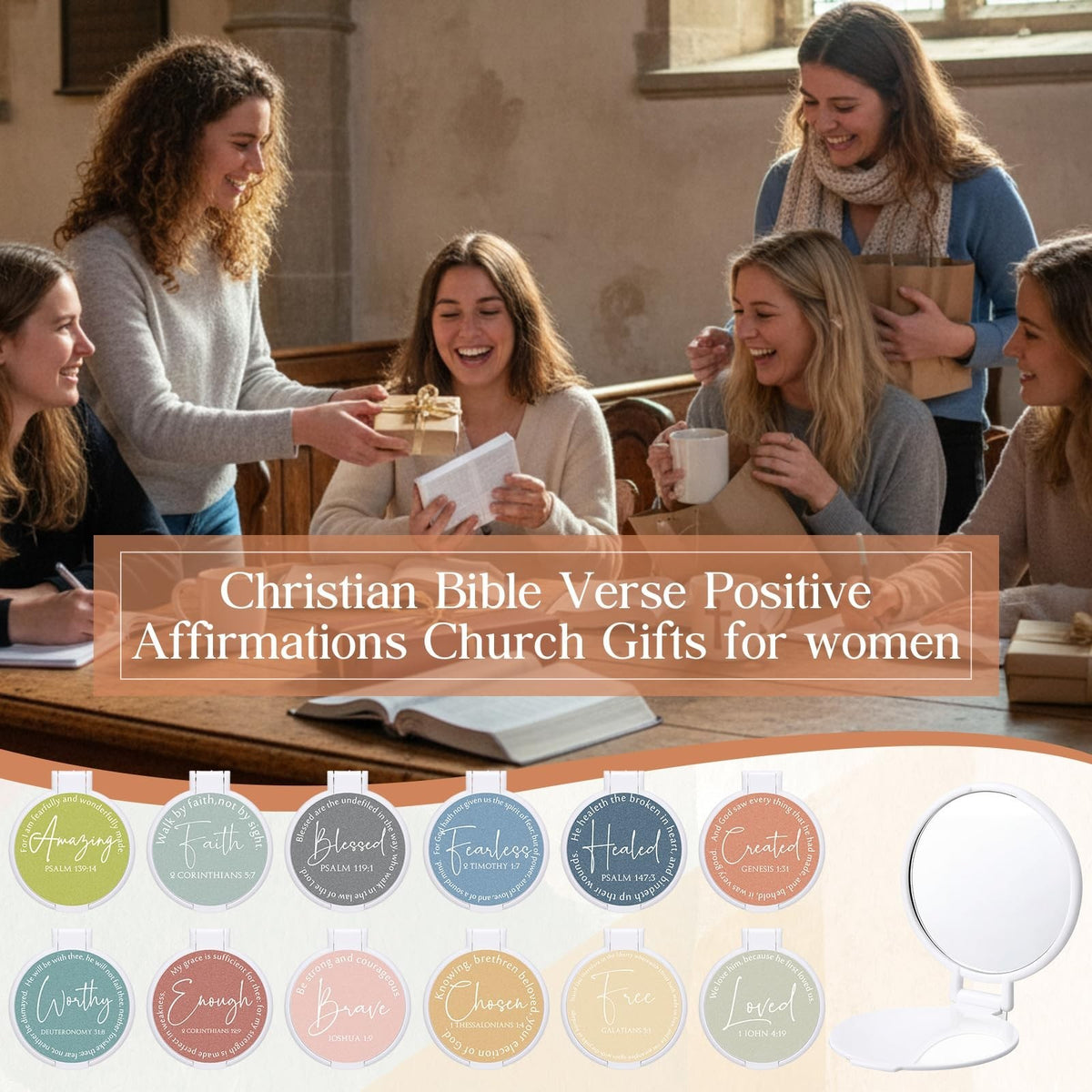 Christian Compact Mirrors Set - 36 Portable Flip-Top Pocket Mirrors with Bible Verses for Women