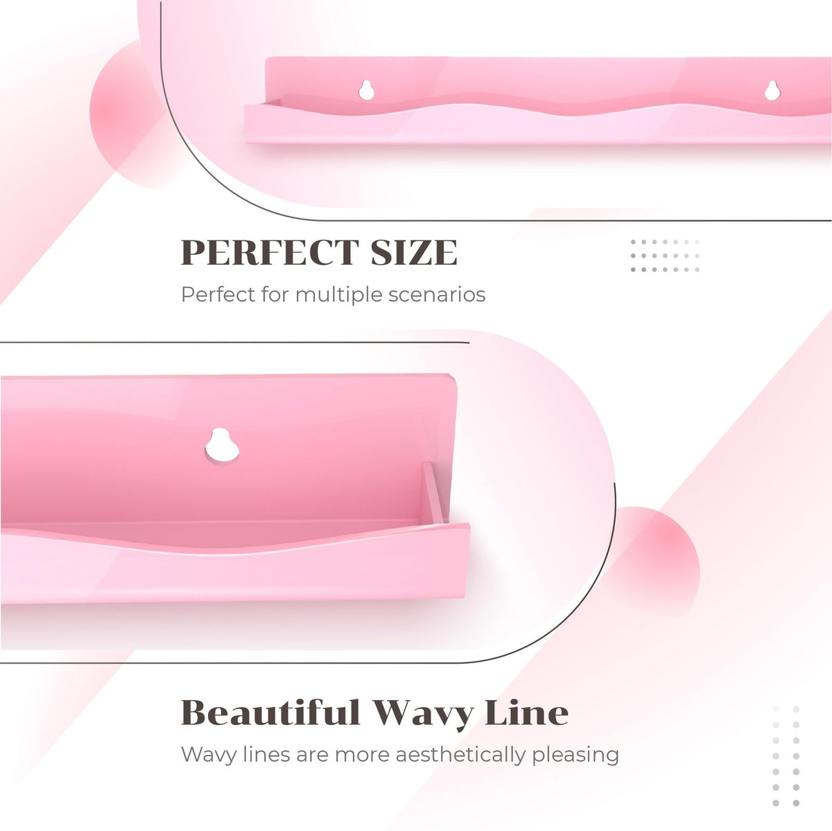 Pink 15 Inch Wall Mounted Nail Polish Shelf Holds 66-90 Bottles