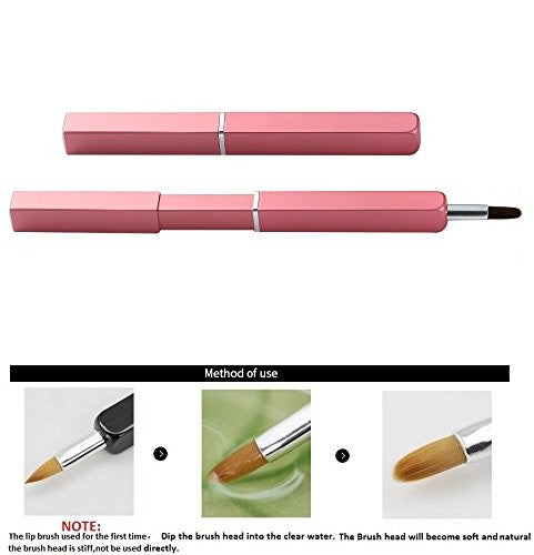 Lip Brush - Retractable Pink Makeup Tool for Precise Lip Color Application