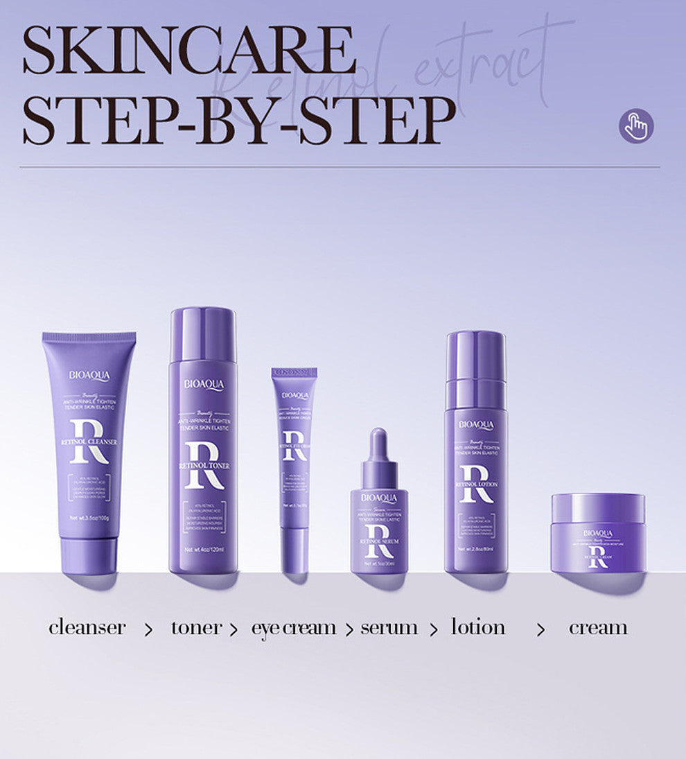 Retinol Skincare Set 6 Pieces - Face Cleanser, Toner, Serum, Eye & Moisturizer