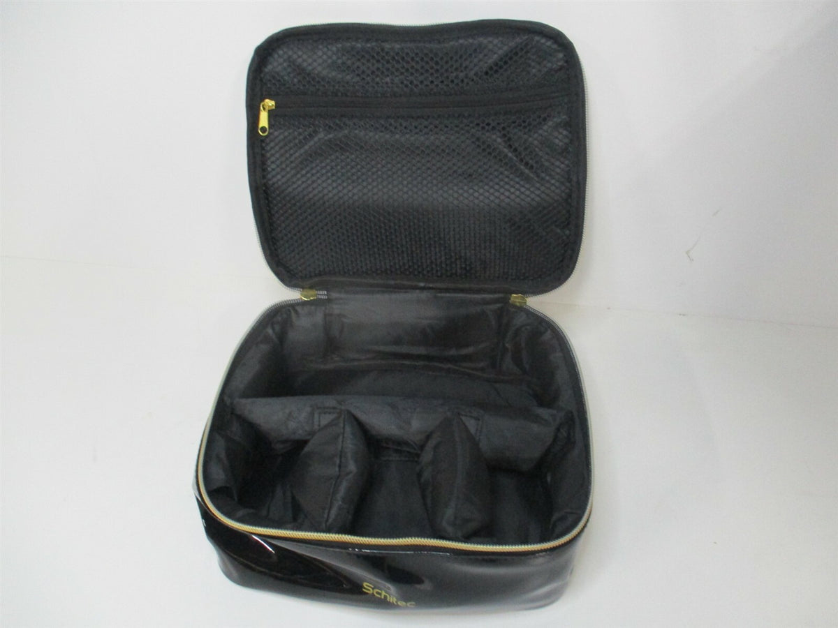 Waterproof Makeup Organizer Case with Dividers - Portable Black PU Leather