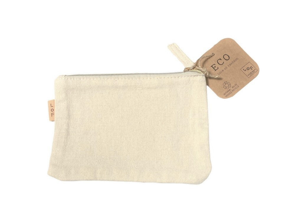 Small Cotton Canvas Cosmetic Zipper Pouch Bag - Eco Friendly Makeup & Toiletry Organizer