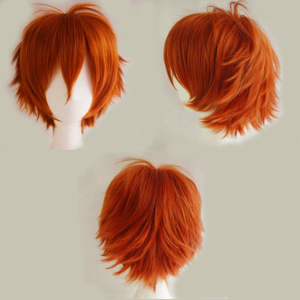 Anime Cosplay Wigs Short Straight Heat-Resistant Synthetic Hair Costume Accessory