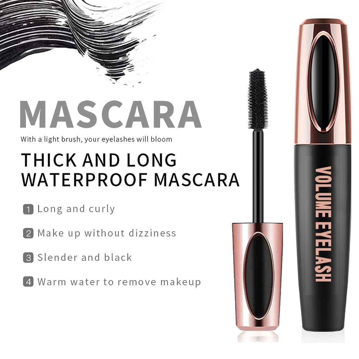 Waterproof 4D Silk Fiber Mascara Set for Voluminous, Longer Lashes