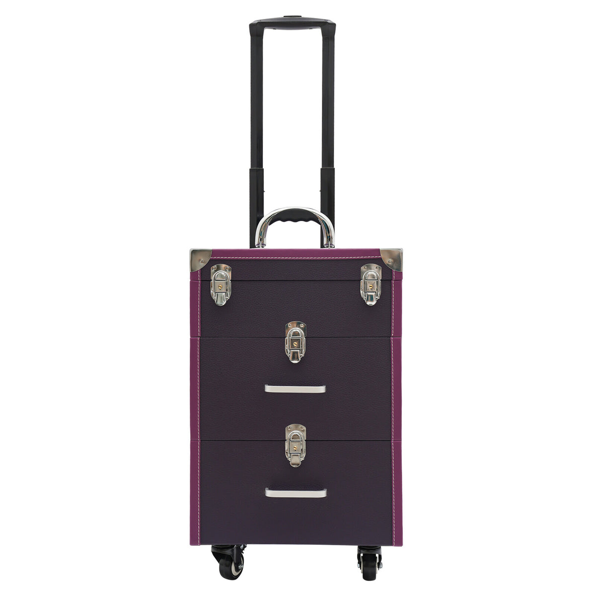 Rolling Makeup Train Case with Large Capacity and Locking Latches