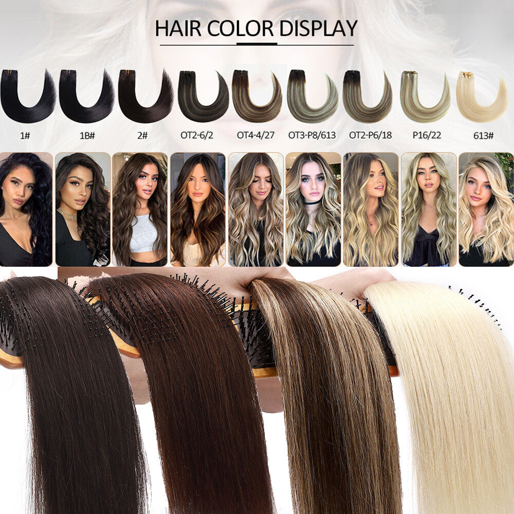 Double Weft Clip-In Human Hair Extensions Full Head - Multiple Colors & Lengths