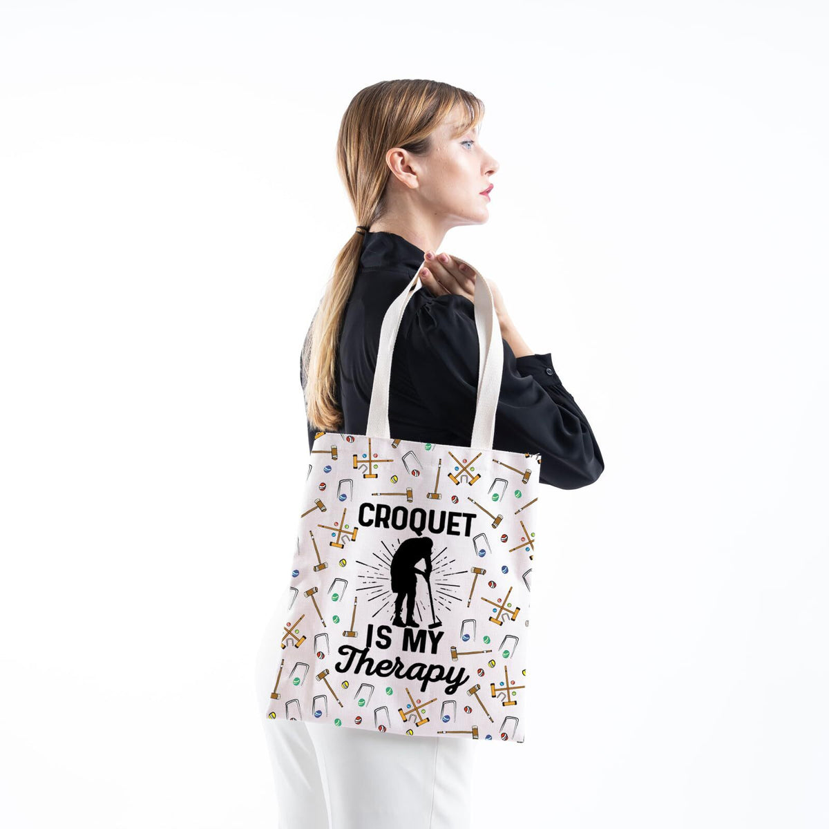 Croquet Tote Bag Funny Croquet Is My Therapy Gift for Croquet Players