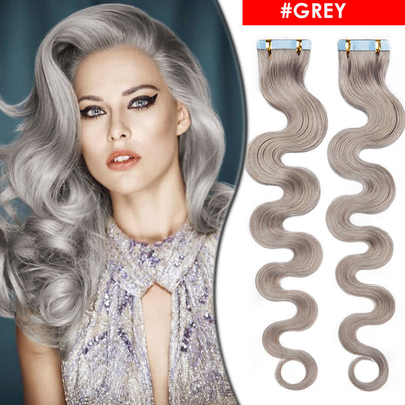 Full Head Thick Tape-In Human Hair Extensions - Remy Wavy Skin Weft