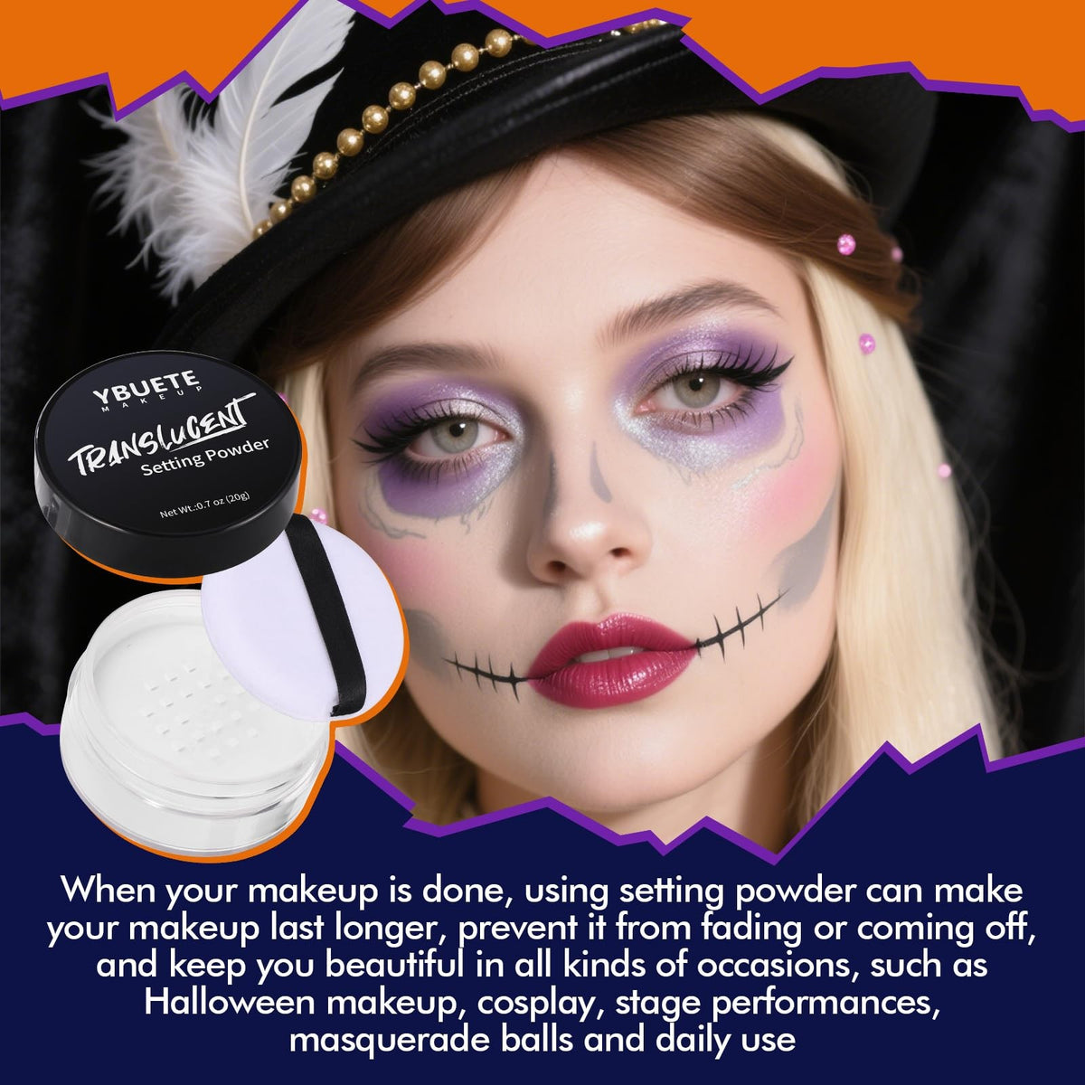 Translucent Loose White Setting Powder - Long-Lasting, Oil-Control Makeup