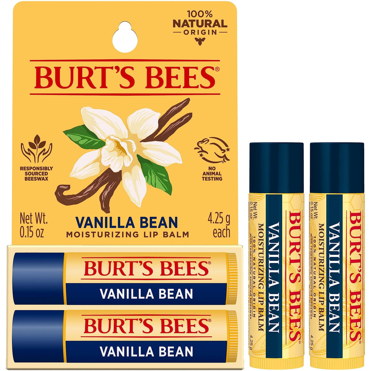 Natural Vanilla Bean Lip Balm Set - Moisturizing & Nourishing Lip Care