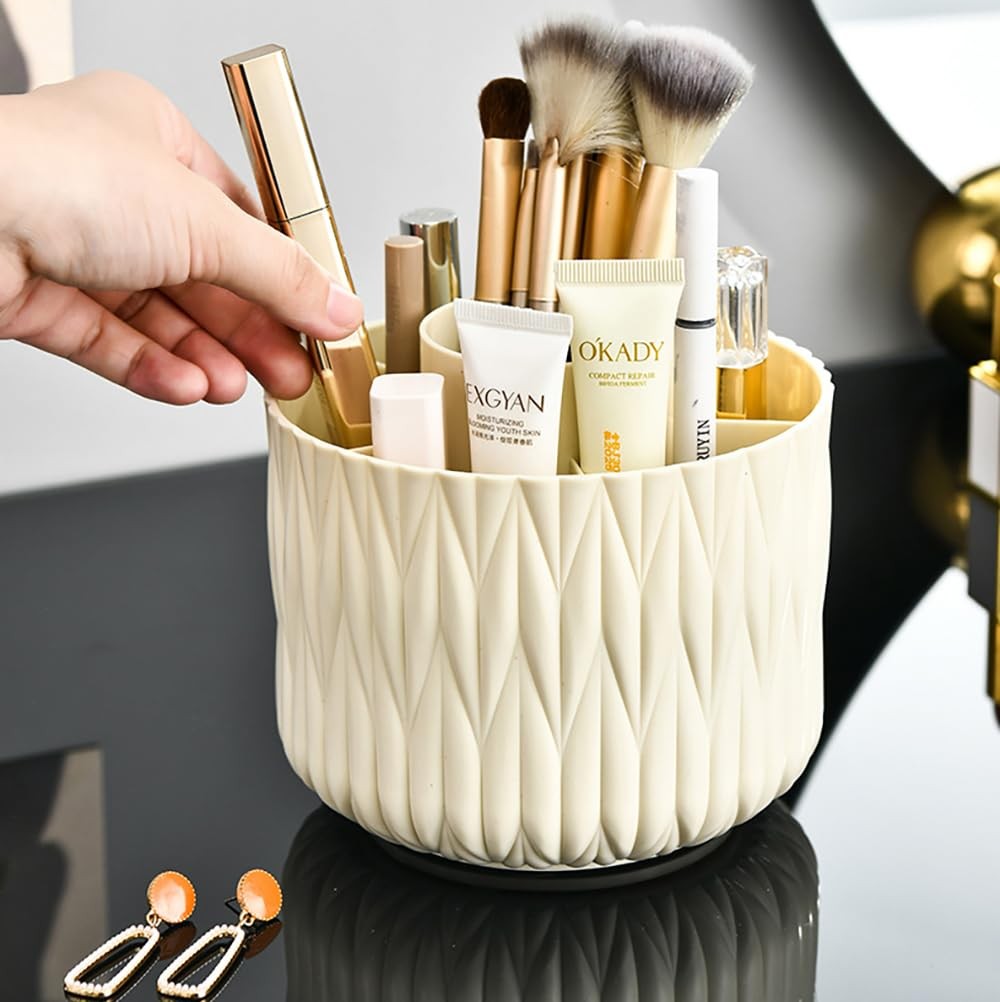 Rotating Makeup Brush Holder - 5 Slots, 360° Spinner Organizer for Vanity
