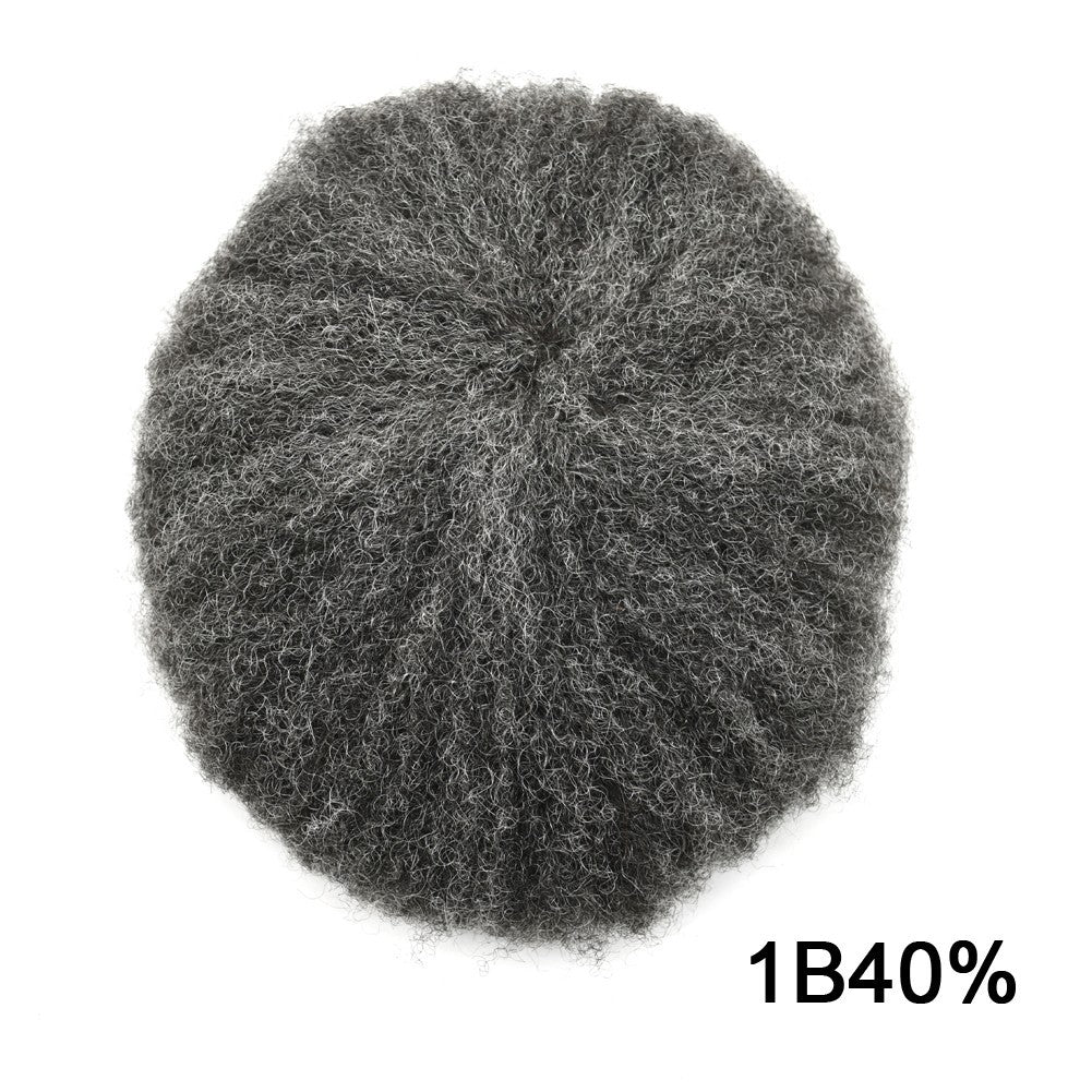 Men's Afro Curly Hair Units for Black Men - Thin Skin Toupee & Hairpieces