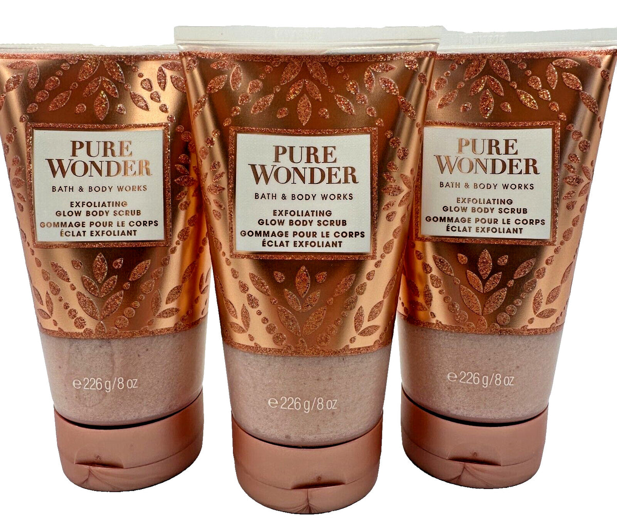 NEW Bath Body Works Lot of 3 Tubes Pure Wonder Exfoliating Glow Scrub