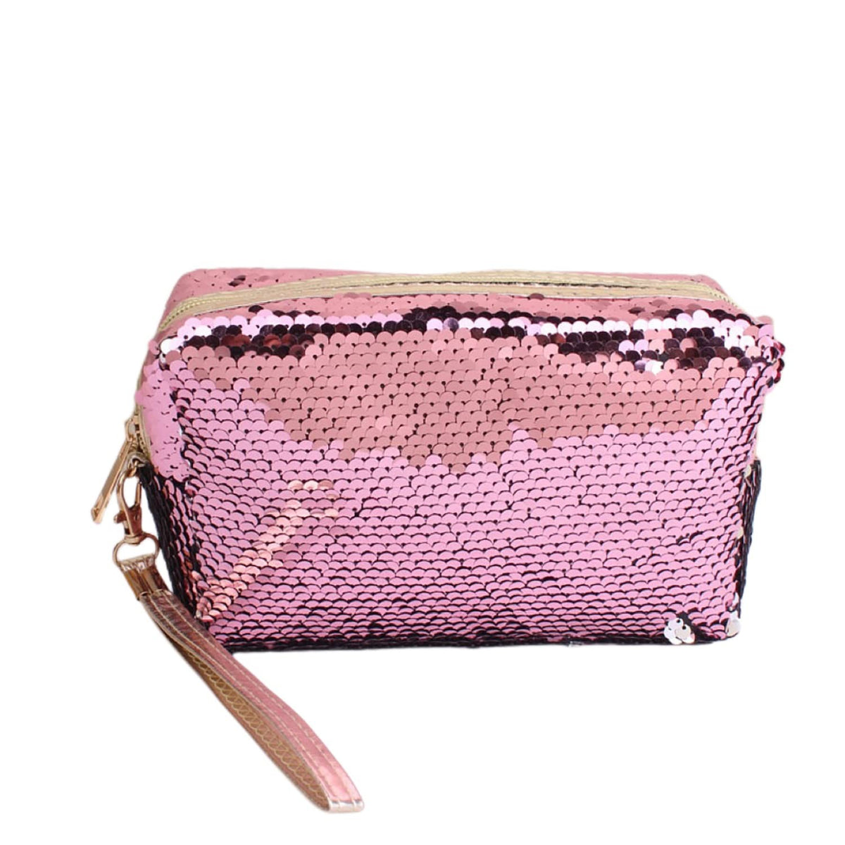 Travel Cosmetic Bag Sequin Makeup Pouch Waterproof Pink
