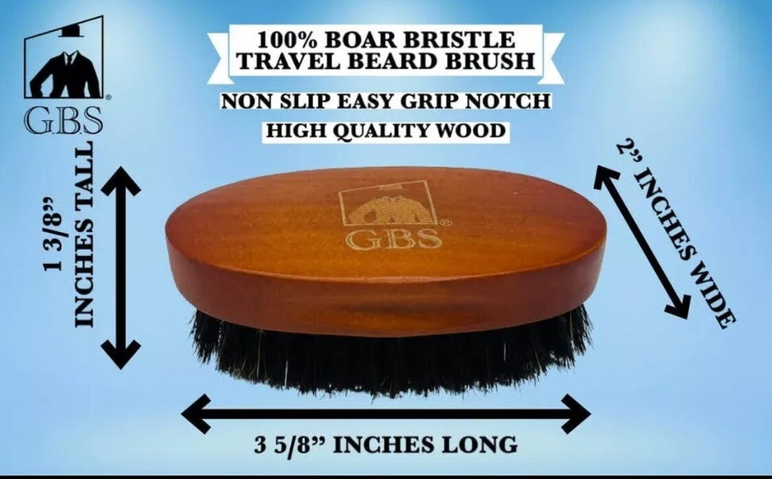 Men's Boar Bristle Beard Grooming Brush with Wooden Handle - Travel Gift