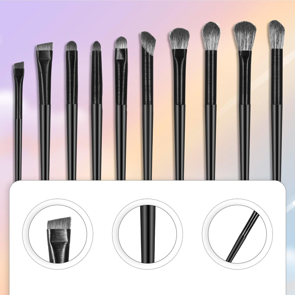 Premium Eye Makeup Brush Set with Eyeliner, Eyebrow & Blending Brushes