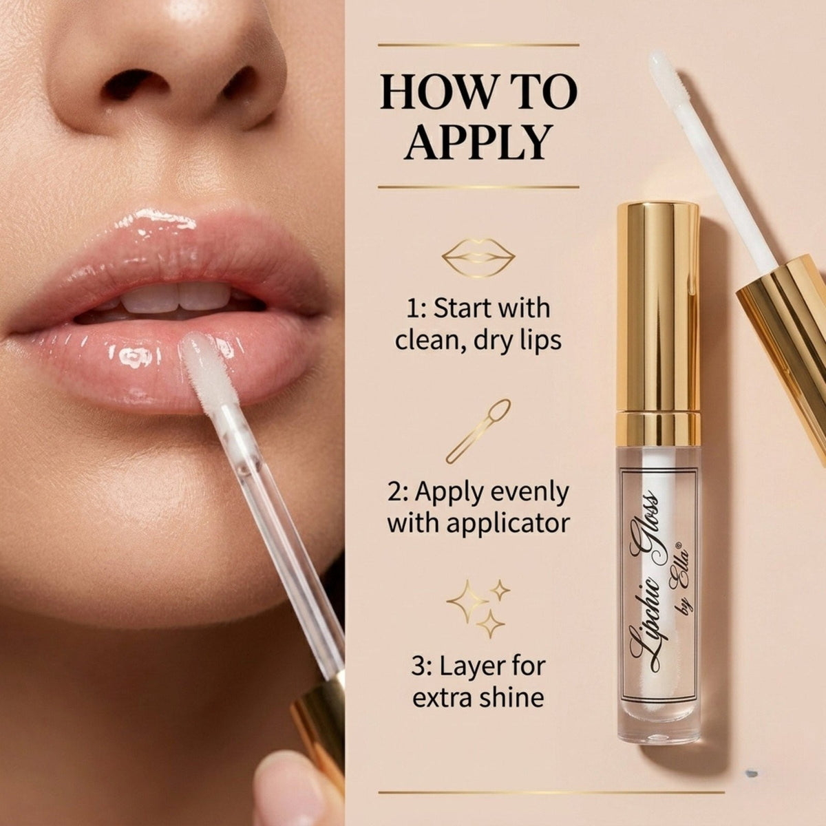Clear Lip Gloss for Beautiful Shiny Lips - 0.34 oz by Ella International