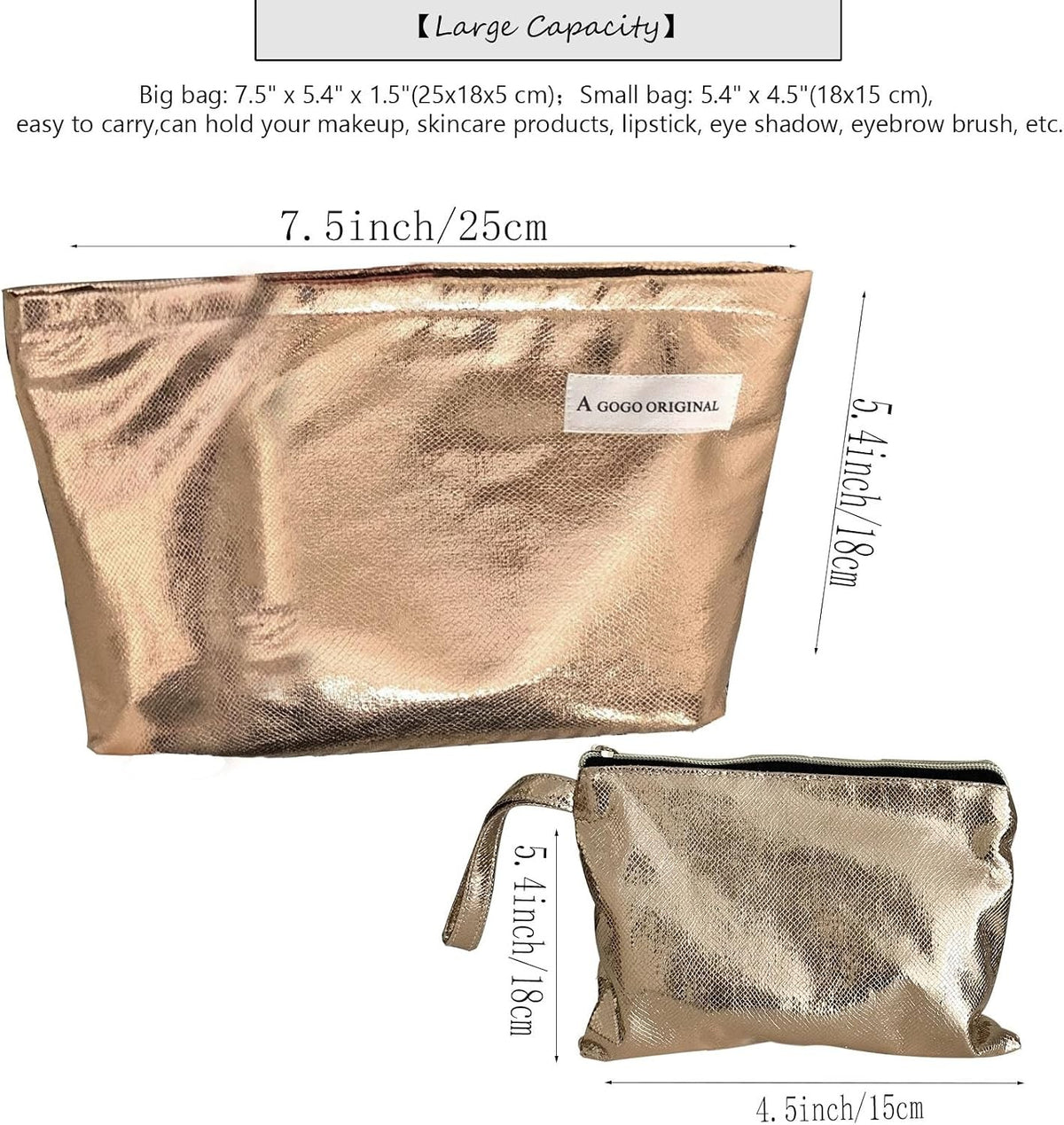 Large Capacity Travel Makeup Bag Set for Women - Waterproof PU Cosmetic Bags