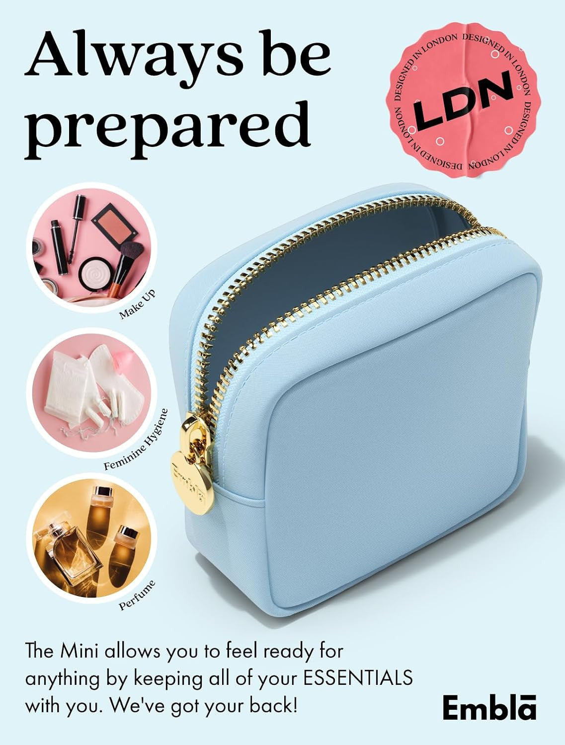 Mini Waterproof Nylon Makeup Bag for Purse - Travel Cosmetic Pouch, Durable & Lightweight