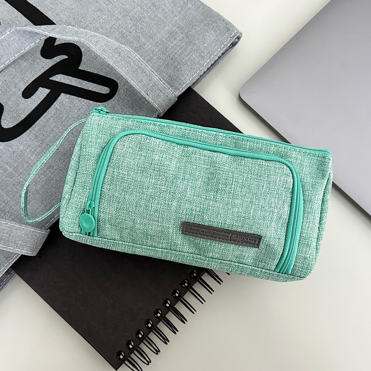 Large Capacity Portable Pencil Case with Front Window & Multiple Pockets