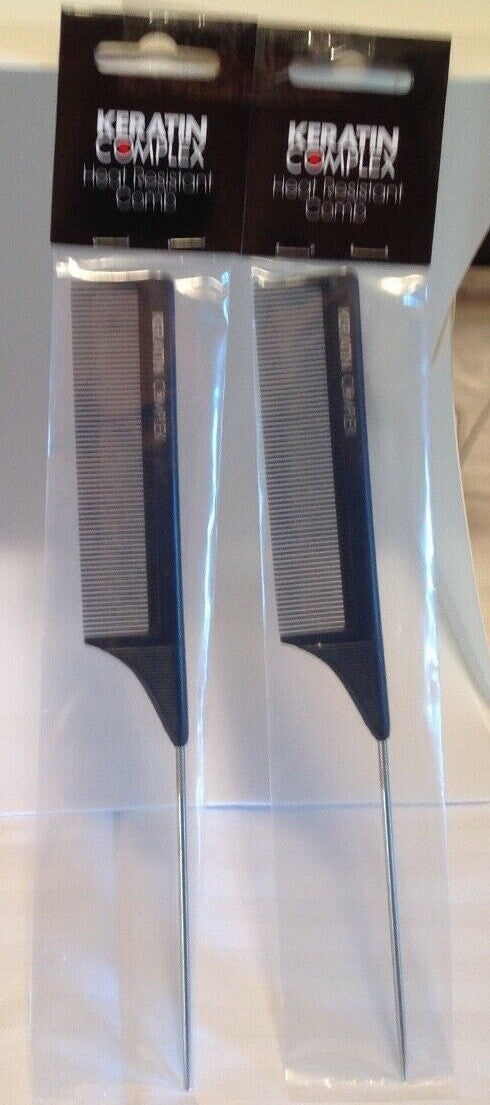 Heat Resistant Metal Tail Comb - 9.25 Inch Hair Styling Tool - Lot of 2