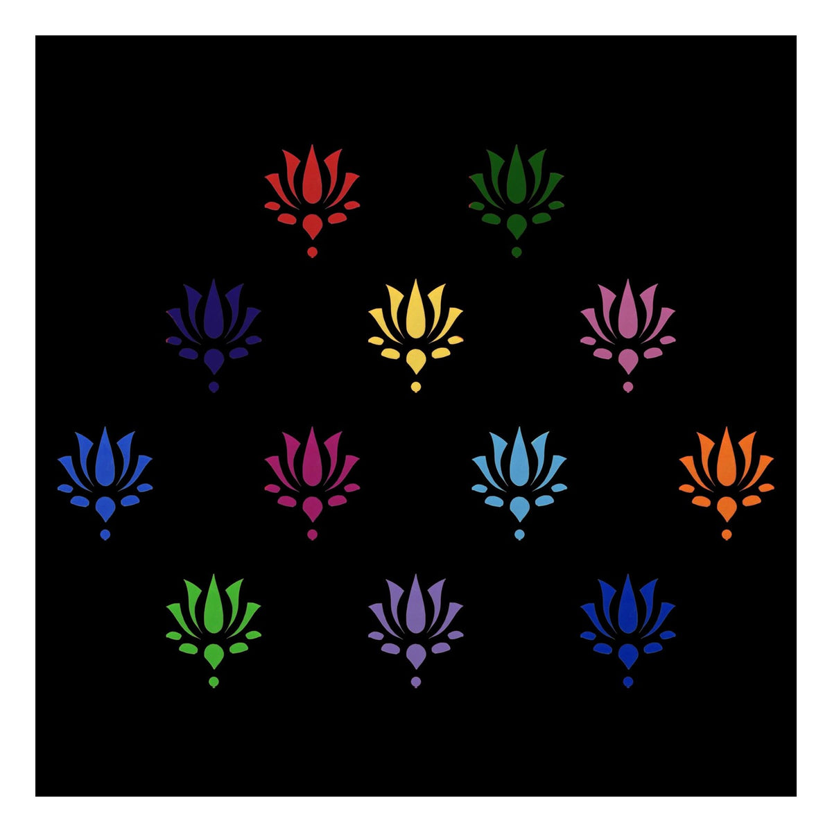 Designer Bindi Lotus Bindis - Multicolor Self-Adhesive 12 Pack