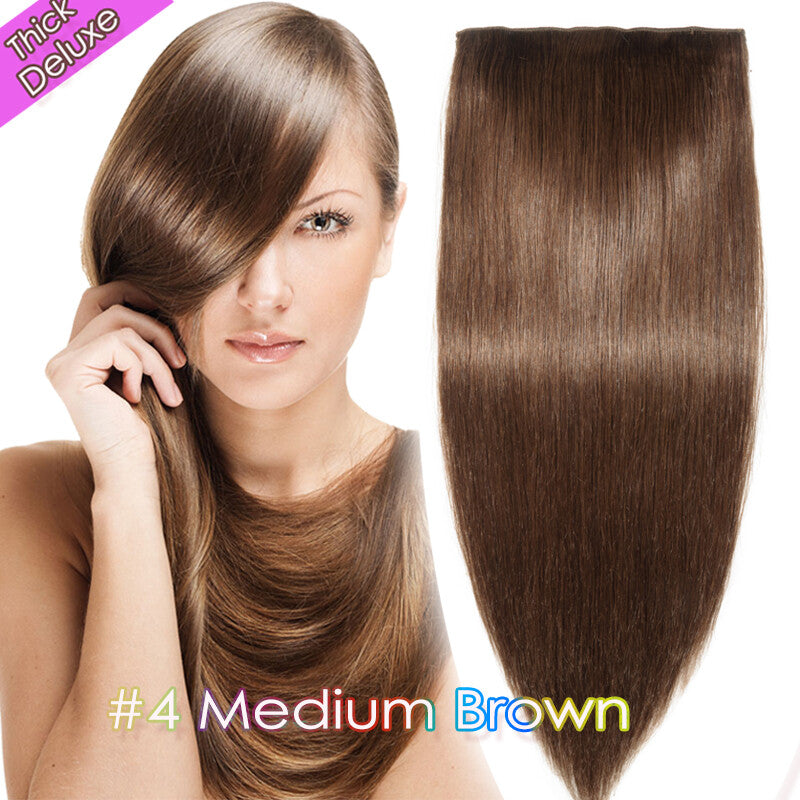 Double Weft Clip-In Hair Extensions 100% Remy Human Hair Thick Full Head