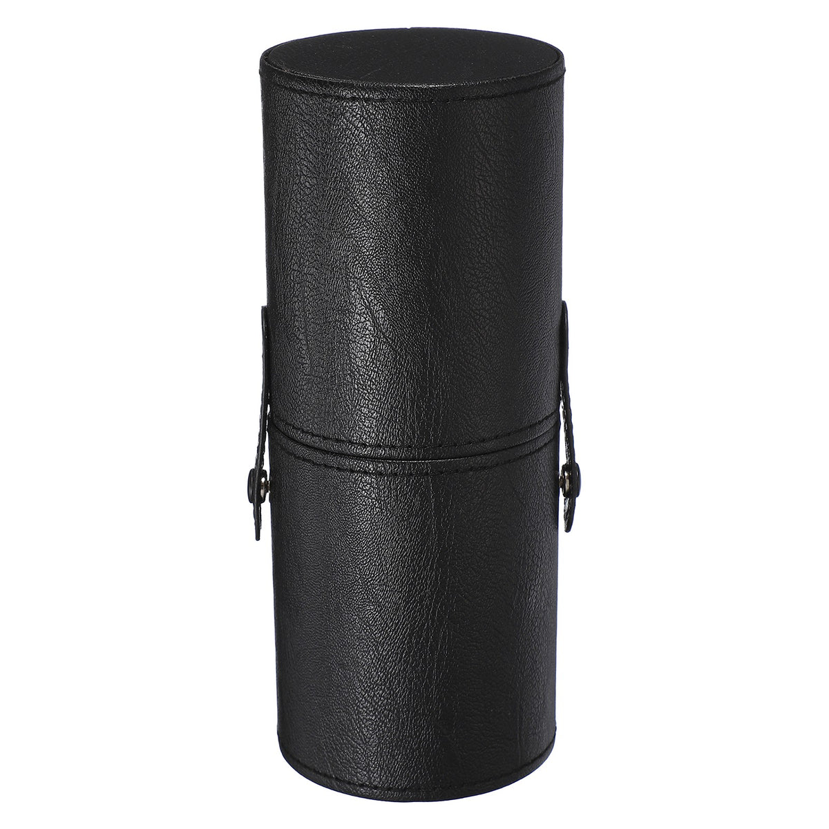 Portable Makeup Brush Holder with Strap - Waterproof PU Leather Black
