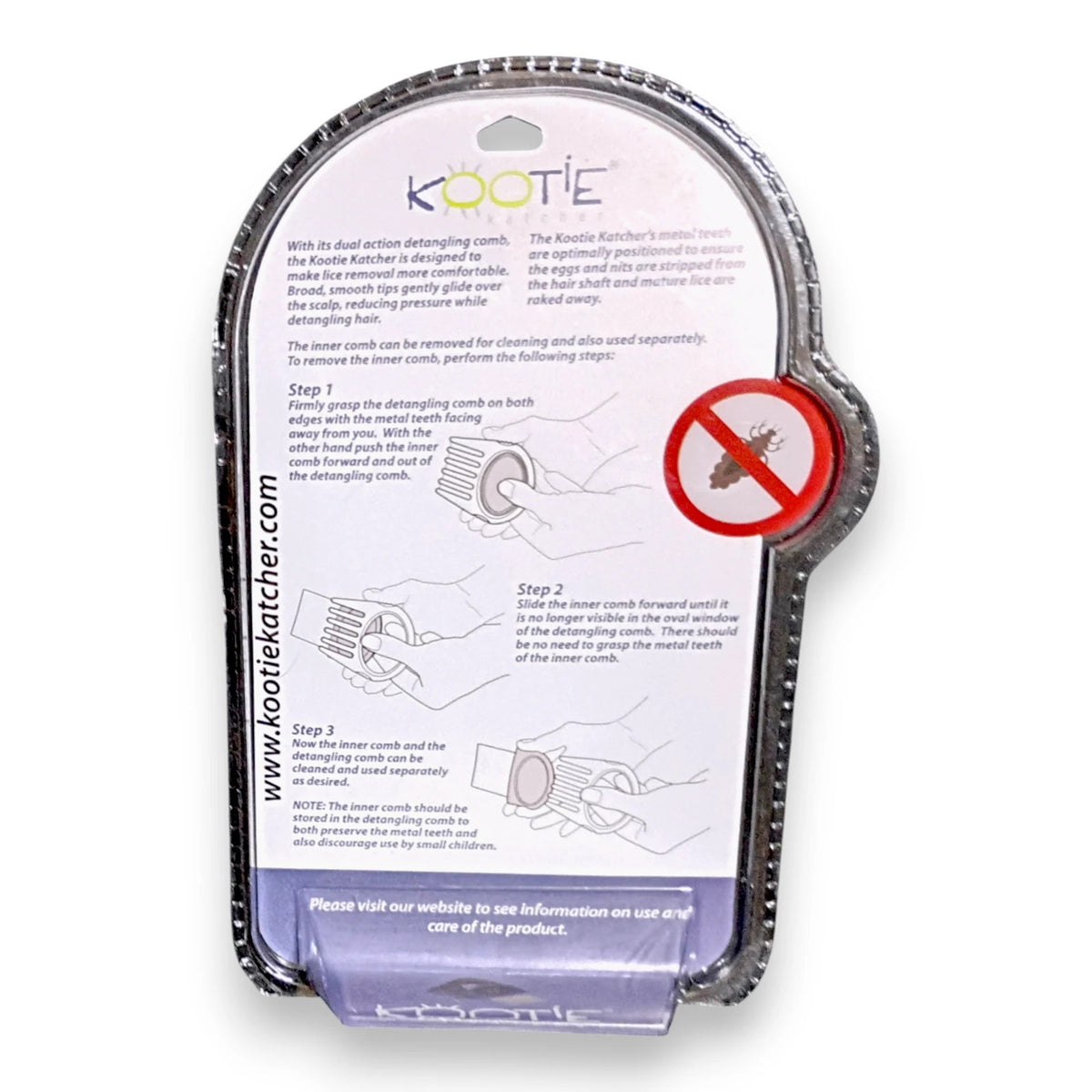 Lice Comb 3-in-1 Stainless Steel Nit Removal Detangling Grooming Tool