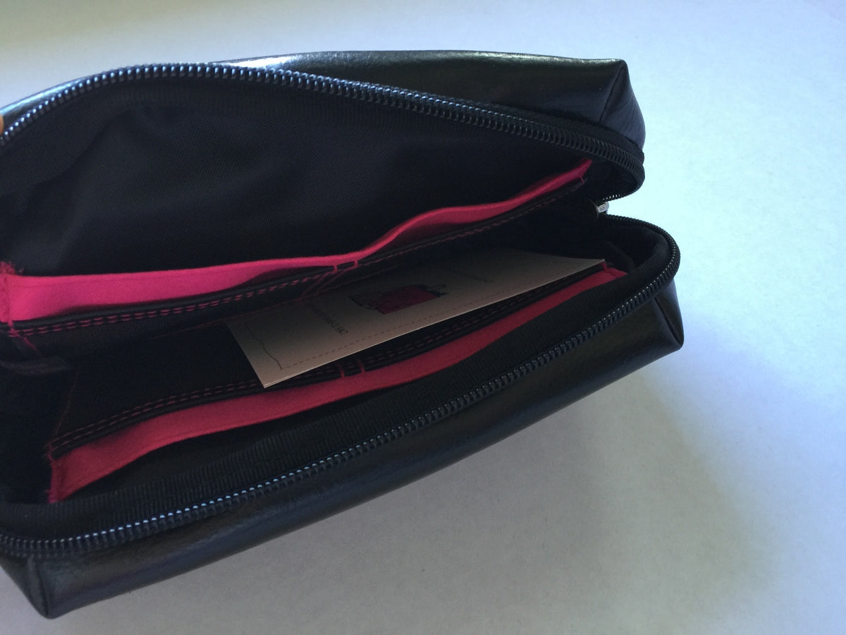 Personalized Cosmetic Bag Organizer Travel Makeup Pouch Black & Pink