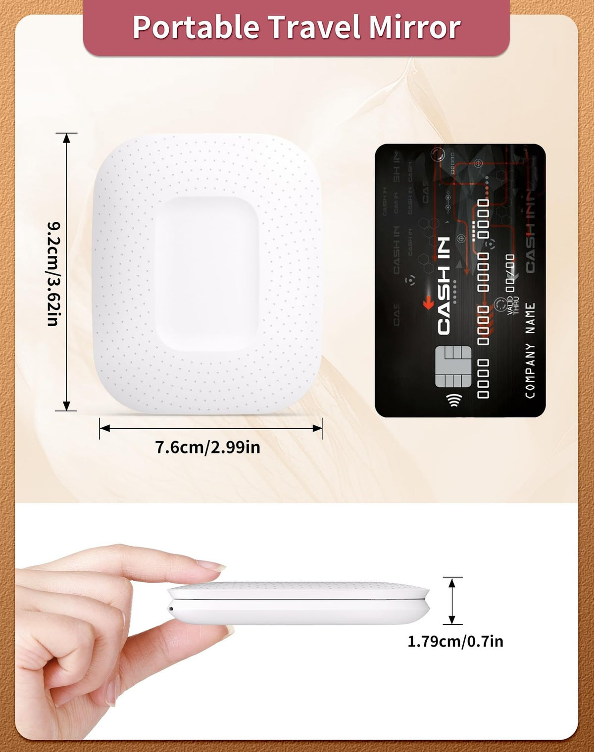Rechargeable LED Compact Pocket Mirror with Light and 5X Magnification