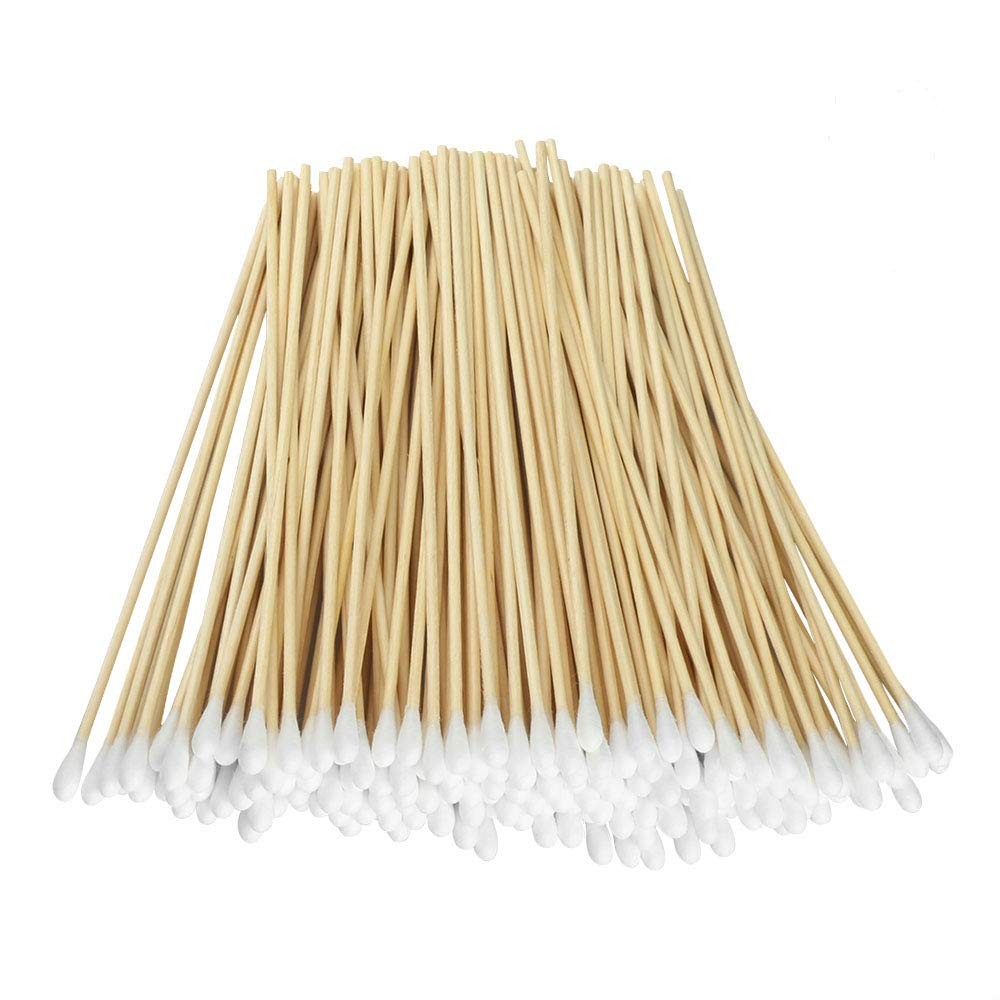 6-Inch Wooden Cotton Swabs for Makeup Removal and Cleaning - 200 Pack