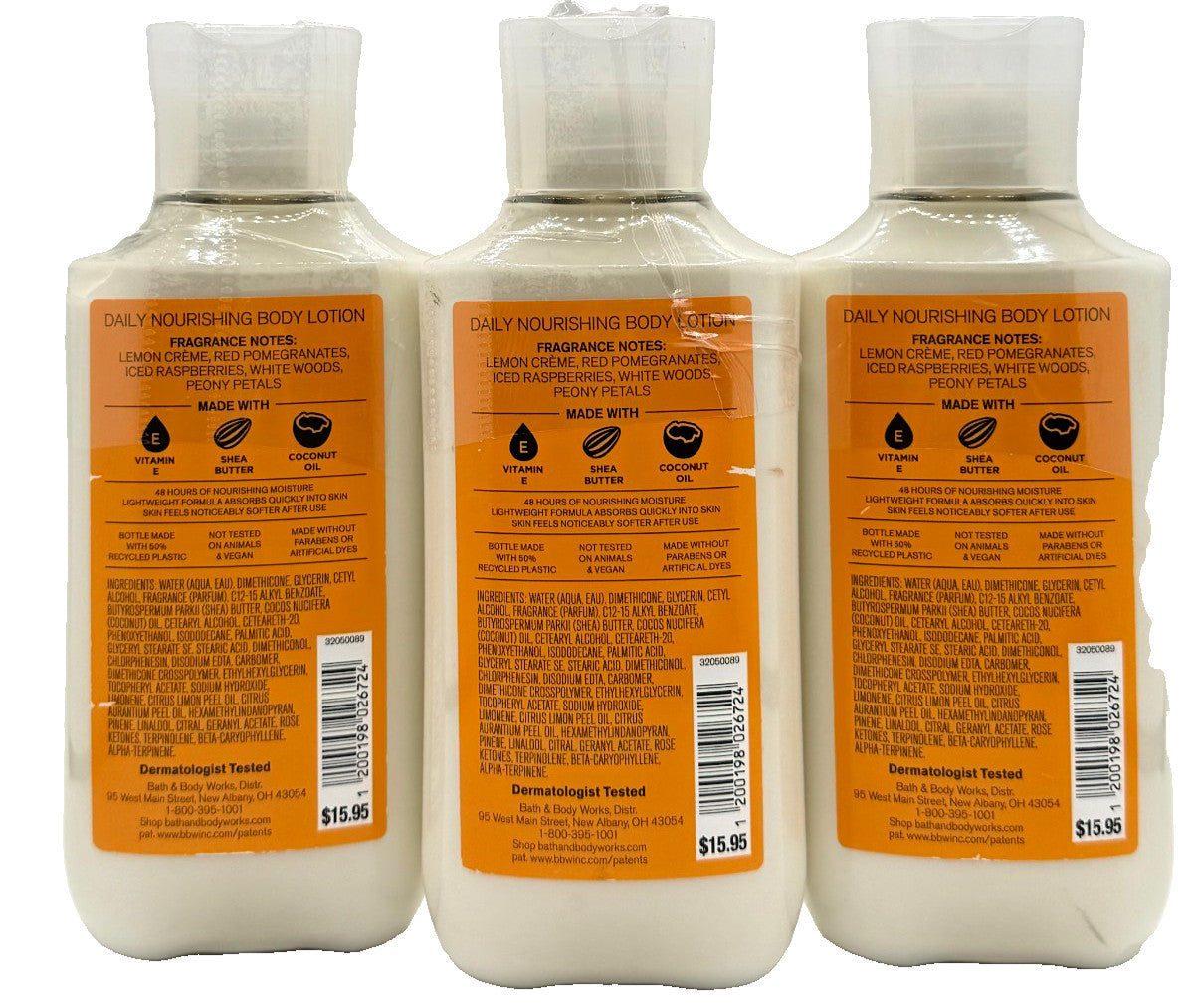 NEW Bath & Body Works Lot of 3 Bottles Lemon Pomegranate Cream Lotion