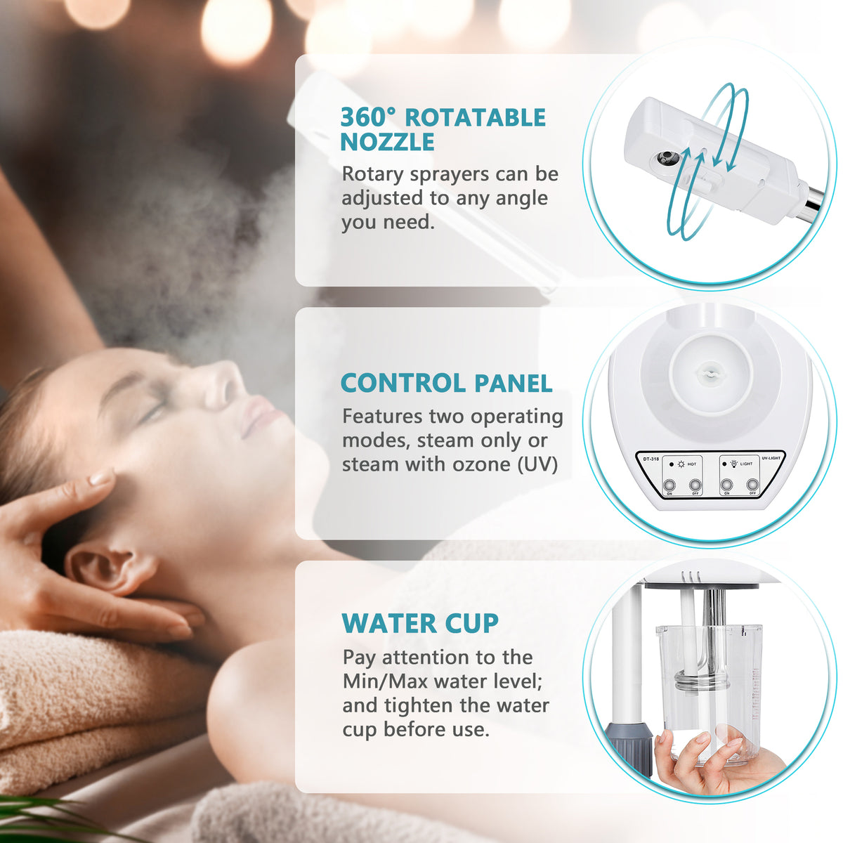 Portable Ozone Facial Steamer for Skin Care Salon Spa Equipment