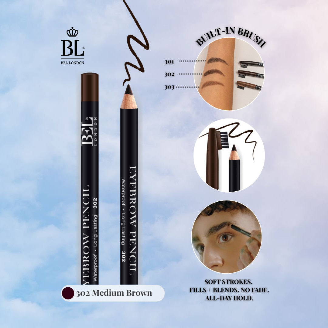 Waterproof Eyebrow Pencil with Brush - Long-Lasting, Smudge-Proof Makeup