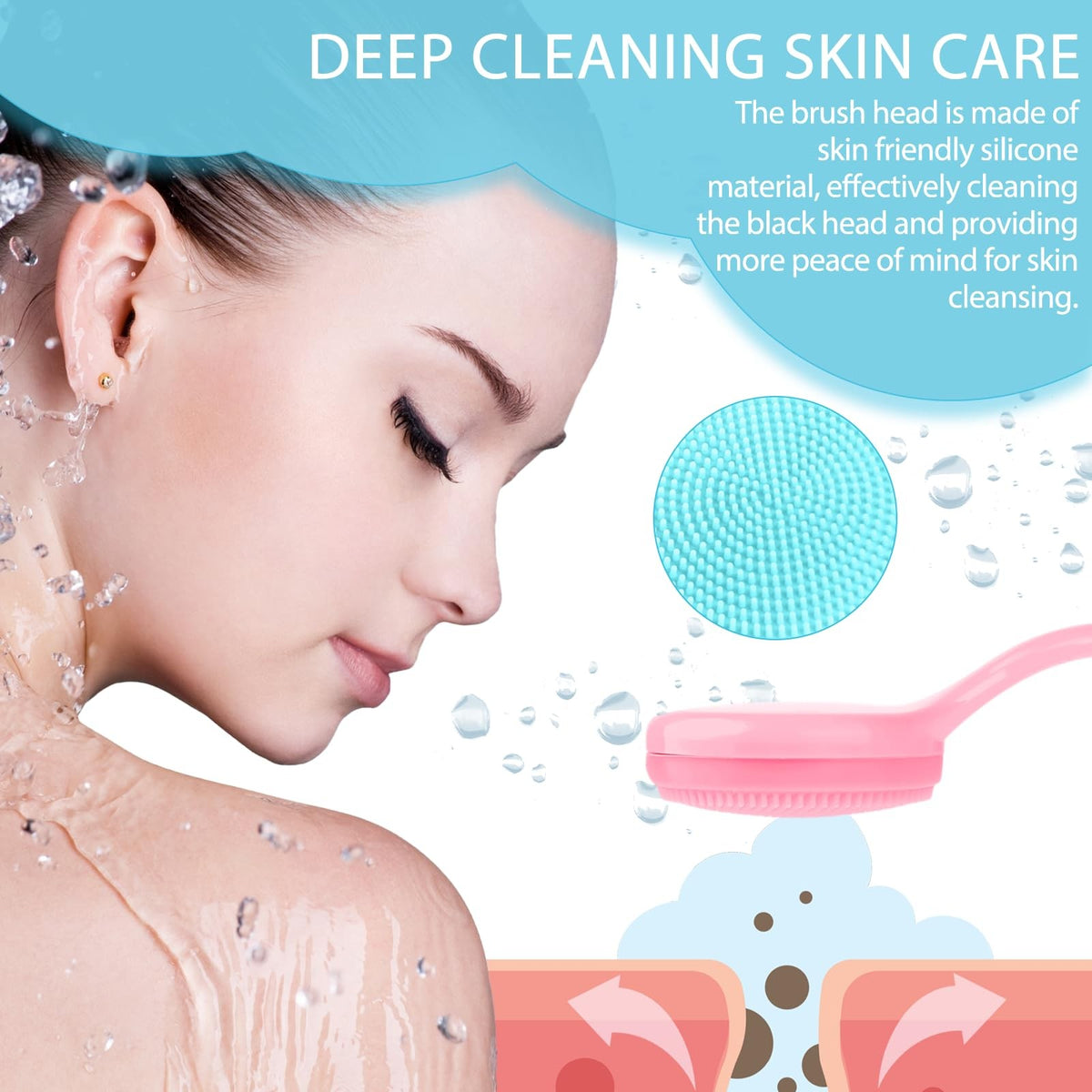 Silicone Facial Scrubbing Brushes 2-Pack Blue & Pink Skin Care Tools