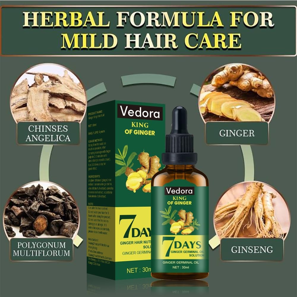 Hair Growth Serum with Ginger Oil and Biotin for Thinning Hair - Natural & Fast Results
